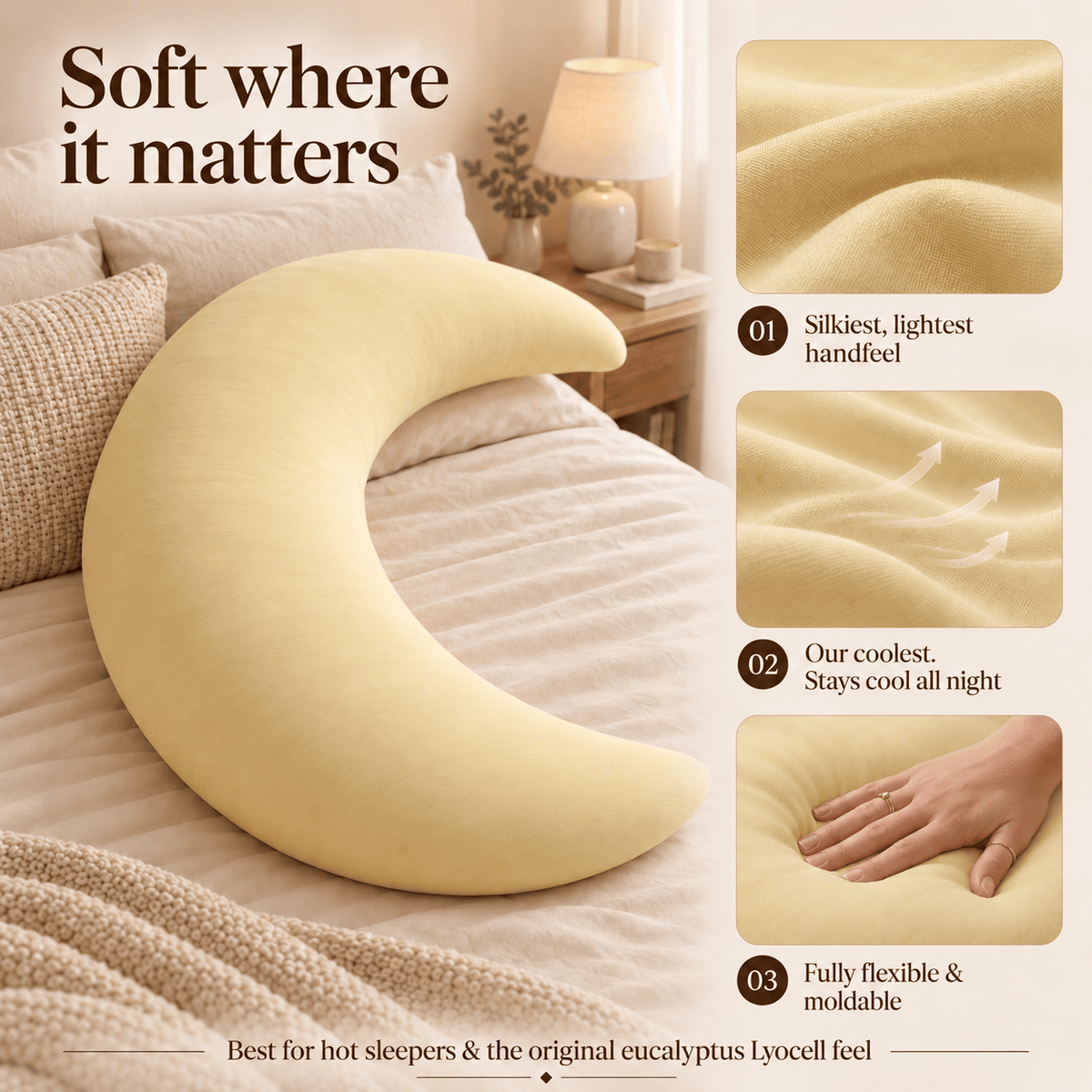 Moon Lyocell Cooling Full-Body Hug Pillow