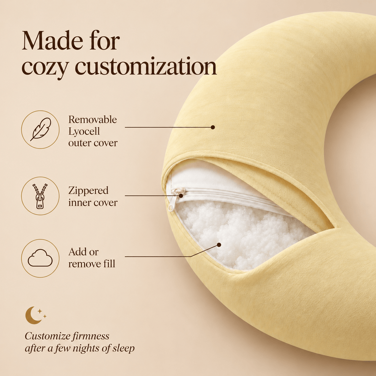 Moon Lyocell Cooling Full-Body Hug Pillow